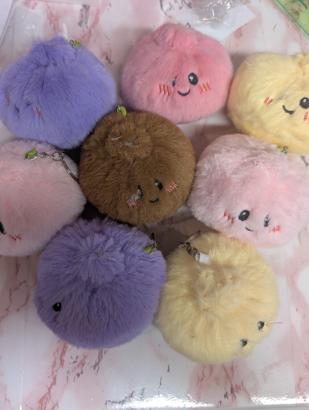 Plush Dumpling Keychain Set — Assorted Pastel Faces